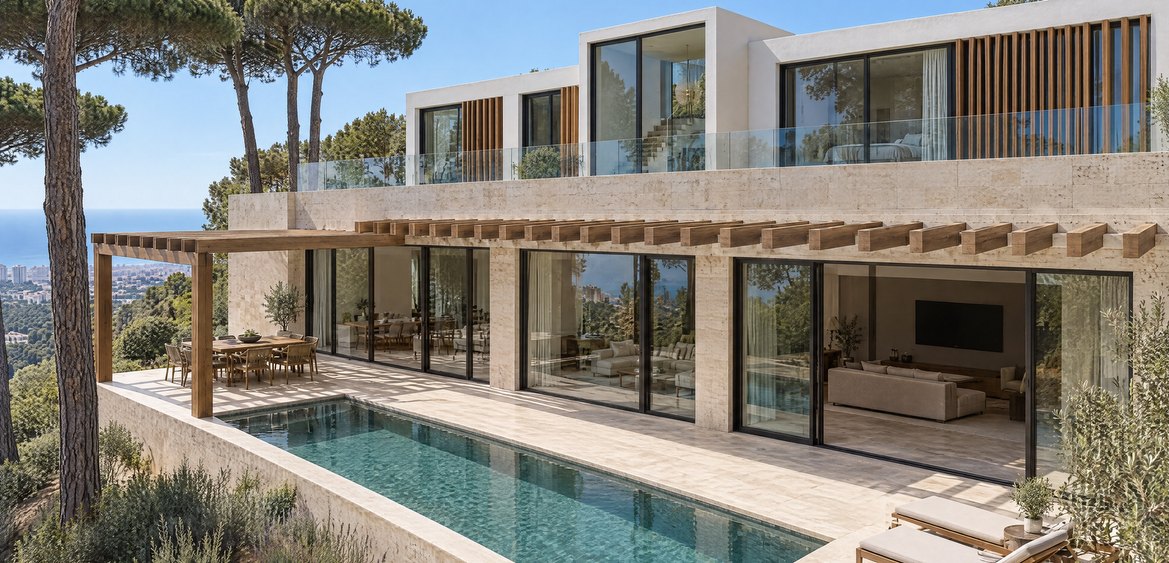 La piscina a la cota del salón