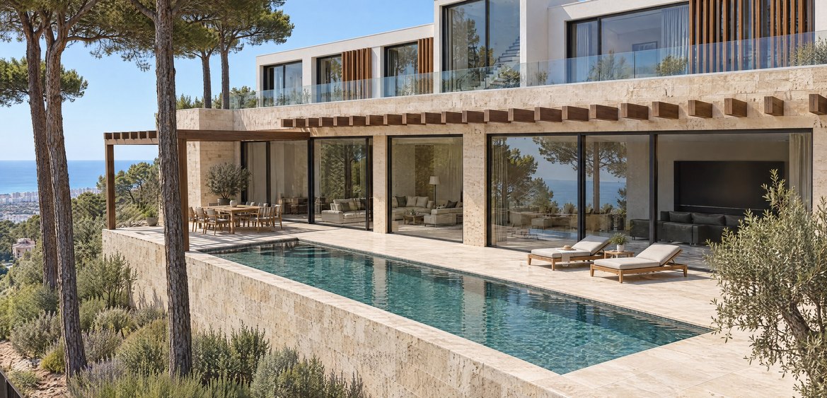 La piscina a la cota del salón